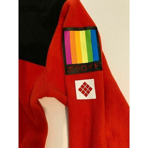 Polaroid Womens Cropped 1/4 Zip Color Block Pullover Sweatshirt Size Medium Red - Picture 4 of 8